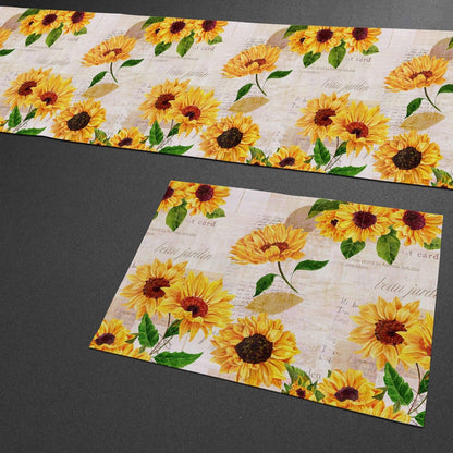 Watercolor Sunflower Table Runner and Place Mats Set of 6 – 70 In1