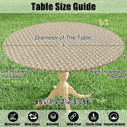 round Table Cloth, Waterproof Fitted Table Cover for 45"-56" Tables8