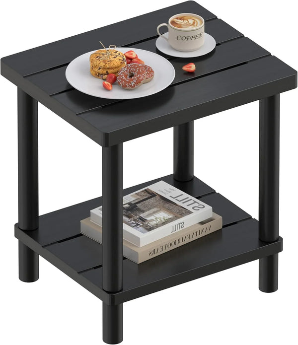 Outdoor Side Table with 2-Tier, Bamboo Small Patio Adirondack Tables | Black,Easy Assembly,Easy Maintenance,Weather Resistant,Indoor,Outdoor,Patio,Pool,Porch1