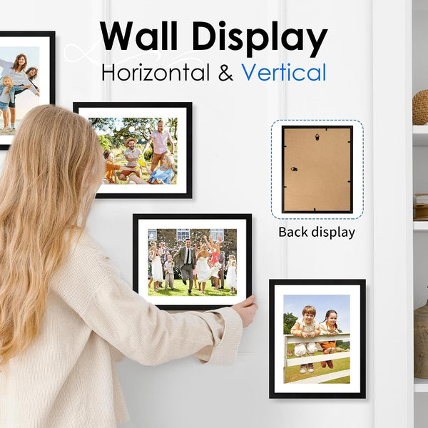 8.5X11 Picture Frame Bulk-6 Pack, Photo Frame with HD Plexiglass, Display Pictures 6X8 with Mat or 8.5X11 without Mat, Black Picture Frames Collage Wall Decor, Gallery Wall Frame5