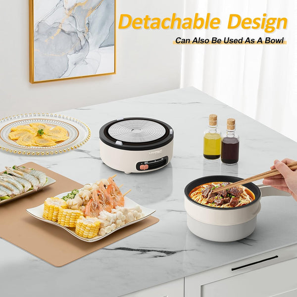 2L Electric Pot, Portable Hot Pot Electric with Foldable Handle | Non-Stick Pot, Dual Power, Ramen Cooker for Oatmeal, Steak & Pasta, Overheat & Boil-Dry Protection, Portable for Camp & Dorm3