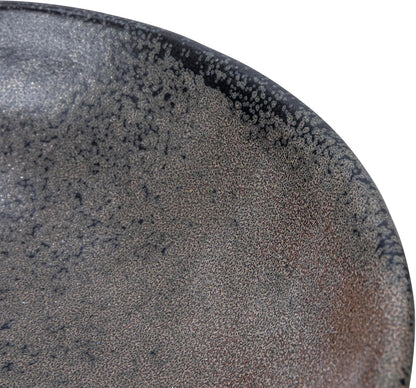Creative Co-Op Stoneware Bowl with Handle and Base, Black Reactive Glaze5