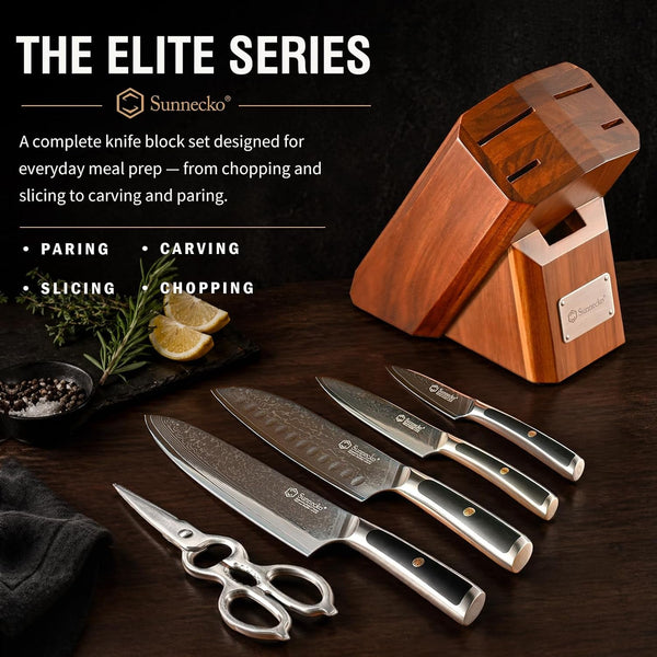 7-Piece Damascus Kitchen Knife Set with Block, VG10 Core, Forged6