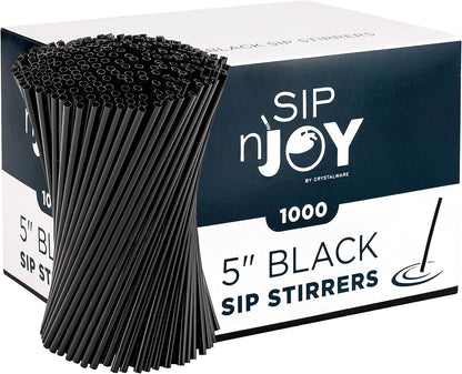 Coffee Stirrers Sticks, Disposable Plastic Drink Stirrer Sticks, 1000 Stirrers, Use It as a Coffee Straws or a Cocktail Mixers (Black, 5-Inch (Pack of 1)1