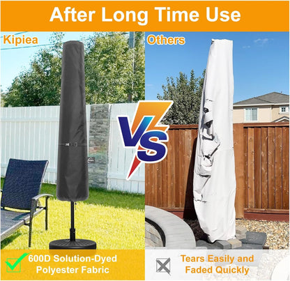 Patio Umbrella Cover for 9'-13' Cantilever Umbrella, Upgraded 600D Heavy Duty Outdoor Umbrella Covers with Support Pole and Zipper6