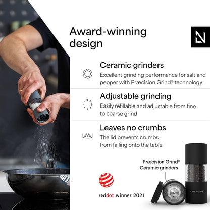 Salt and Pepper Grinder Set, Manual Salt and Pepper Mills with Adjustable Ceramic Grinder, Design Spice Shaker Set (Carbon Black)2