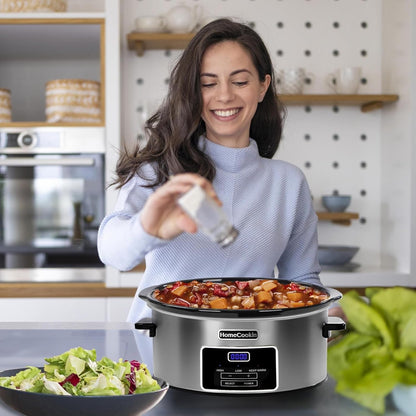 8-Quart Digital Programmable Slow Cooker with Timer - Small Kitchen Appliance for Family Dinners - Serves 10+ People - Heat Settings: Keep Warm, Low and High5