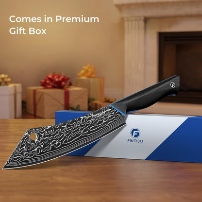 8" Damascus Butcher Knife & Chef Knife, 67-Layer Damascus Steel, G10 Handle7
