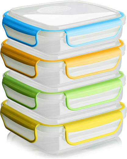 '- 4 Pack of Fun Size Leakproof Sandwich Containers - Reusable, BPA Free Sandwich Boxes. Airtight Seal. Also Great for Salads, Snacks, Fruit, Treats and Food Storage.5