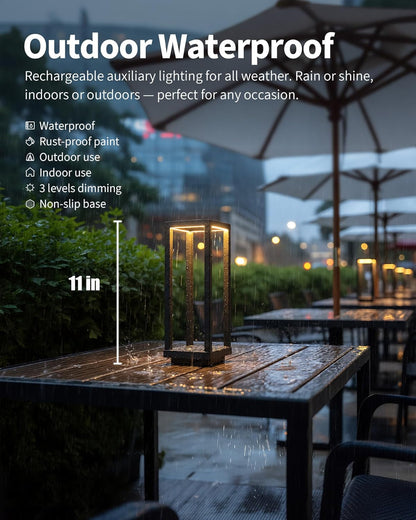 Cordless Waterproof Table Lamps Set of 2, Black LED Outdoor Desk Lamp2