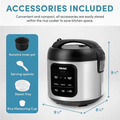 Digital Rice Cooker, 4-Cup (Uncooked) / 8-Cup (Cooked), 2 Qt, Steamer, Multicooker, Slow Cooker, Oatmeal Cooker, Auto Keep Warm, Stainless Steel Exterior6