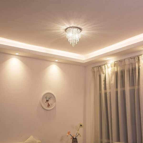 Mini Chandelier, Crystal Chandelier Lighting, 2 Lights, Flush Mount Ceiling Light, H10.4'' X W8.66'' Modern Chandelier Lighting Fixture for Bedroom, Hallway, Bar, Kitchen, Bathroom3