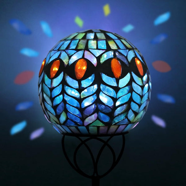 Decorative Solar Garden Lights, 6" Mosaic Globe Outdoor Stake6