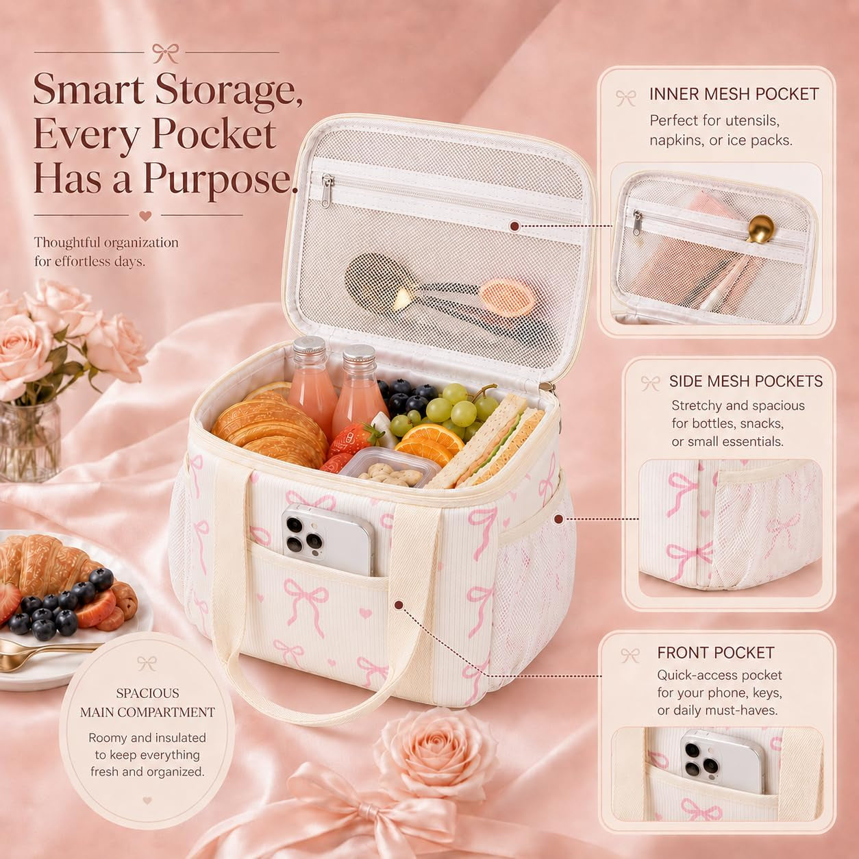 lunch-box-for-women-and-girls-9-4l-insulated-corduroy-leakproof-lunch-tote-bag-with-wide-opening-multiple-pockets-and-adjustable-shoulder-strap-for-work-school-picnic-and-travel-beige-bow