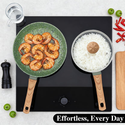 3-Piece Nonstick Set | 10.25" Pan + 1.4/2.2QT Pot | Pfas-Free, Green3