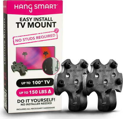 Hangsmart TV® Wall Mount NO Stud - Original & Patented Easy Install, DIY for 19-100" Tvs, Holds up to 150LBS, Fits Most LED LCD Flat Screens & Monitors, Includes Hardware1