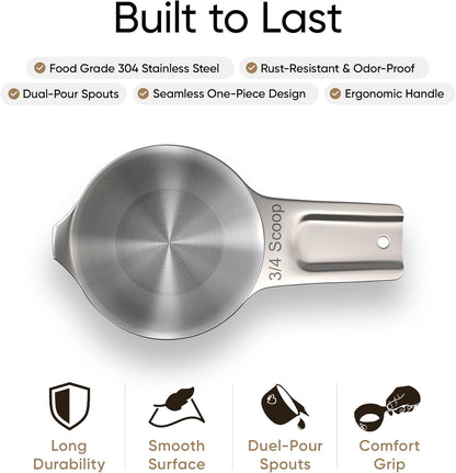 ¾ Cup Pet Food Scoop – Stainless Steel Dog Food Scoop Cup (12 Tbsp) – Heavy-Duty, Rust-Resistant Measuring Scoop for Dogs, Cats, Birds & Rabbits – Ideal for Dry Food & Treats4