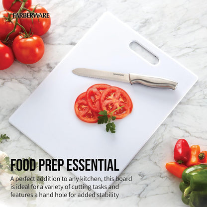 Large Cutting Board, Dishwasher- Safe Plastic Chopping Board for Kitchen with Easy Grip Handle, 11In by 14In, White2