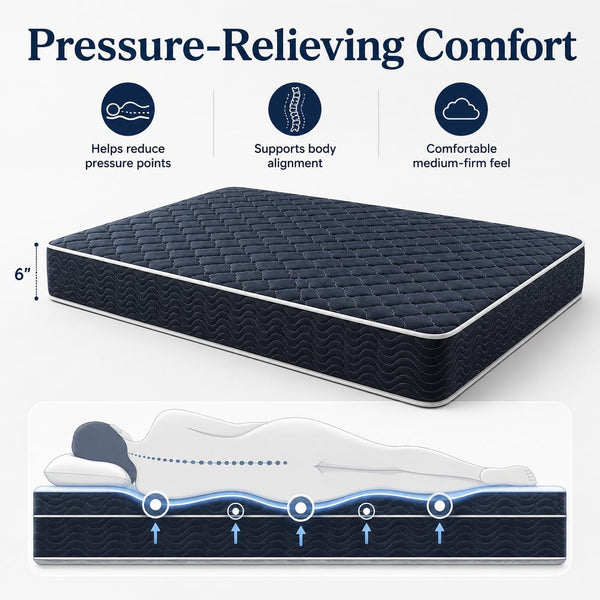 Twin Size Memory Foam Mattress, 6 Inch Bed Mattress in a Box Water-Resistant6
