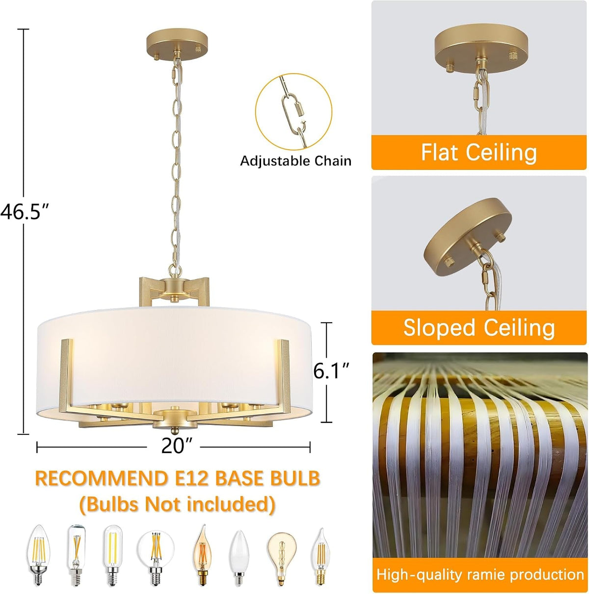 20in-gold-drum-chandelier-8-light-modern-white-fabric-adjustable