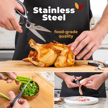 Kitchen Shears & Seafood Scissors Set - Lifetime Replace. Warranty* |  Heavy Duty Utility Stainless Steel All Purpose Ultra Sharp Scissors for Meat, Poultry, Food & Cooking - Dishwasher Safe3