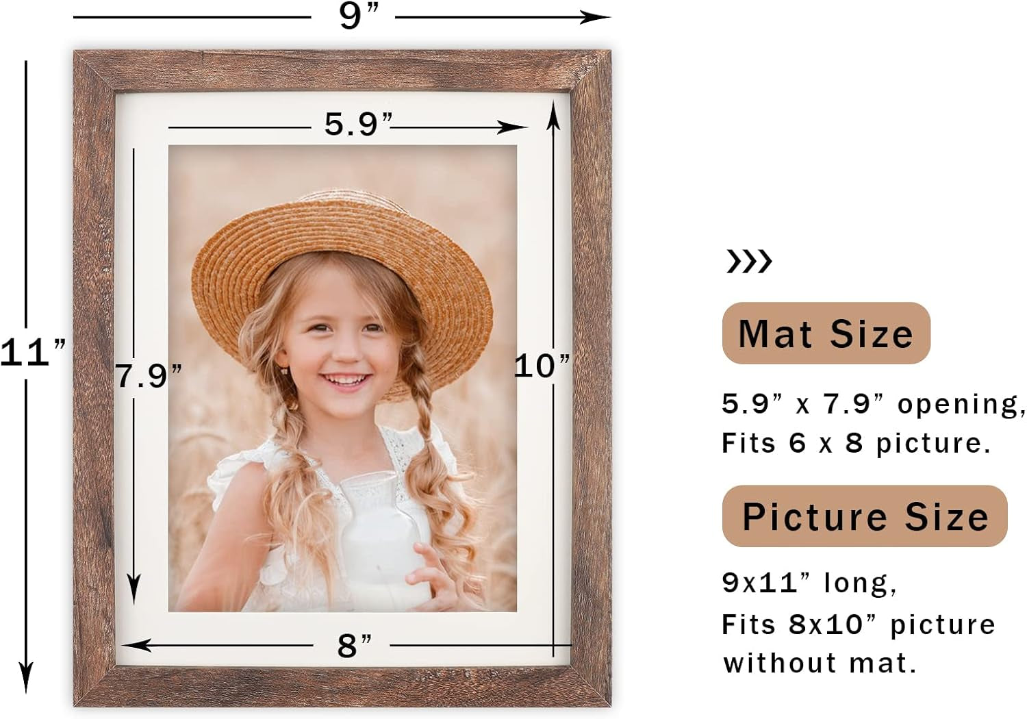 8x10-picture-frame-wood-display-picture-6x8-with-mat-vintage-brown