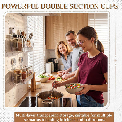 2 Pack Suction Cup Shower Caddy, No Drill Bathroom Shelf Organizer, Wall Mounted Storage Basket for Shampoo, Conditioner, Body Wash, Razor and Bath Supplies8