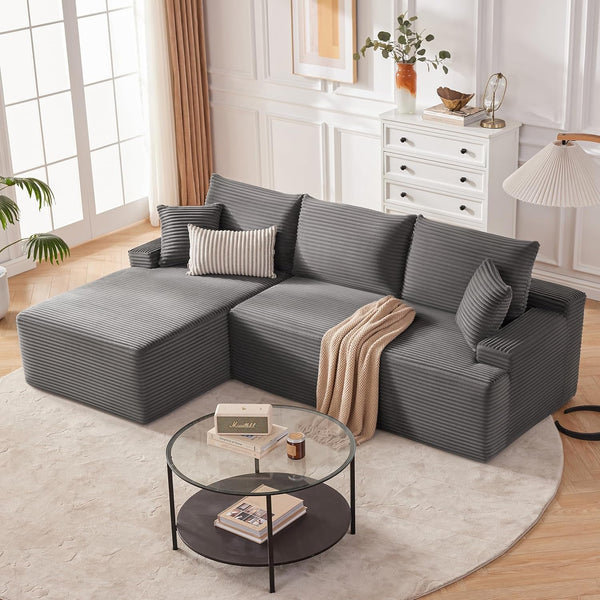 Cloud Sectional Sofa, Boneless Couch for Living Room, Dark Grey6