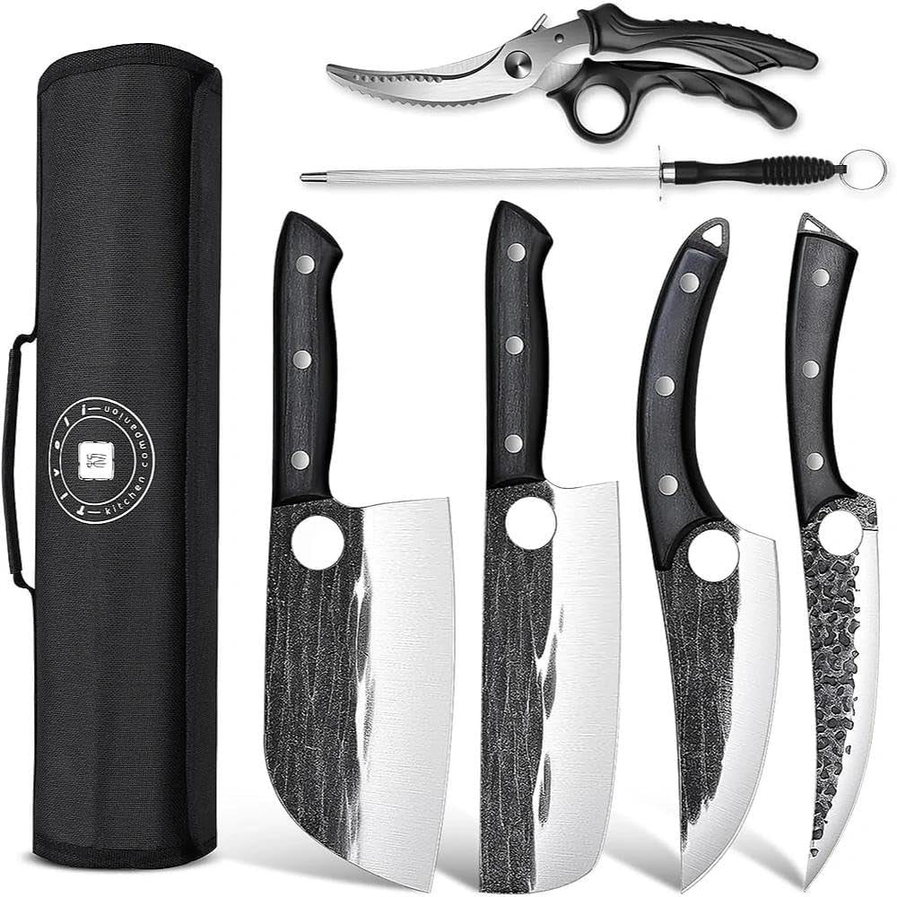 professional-butcher-knife-set-7-pcs-hand-forged-bbq-knife-sets-high-carbon-steel-full-tang-ergonomic-rosewood-handle-non-stick-hammer-texture-gift-box-for-kitchen-outdoor-cooking