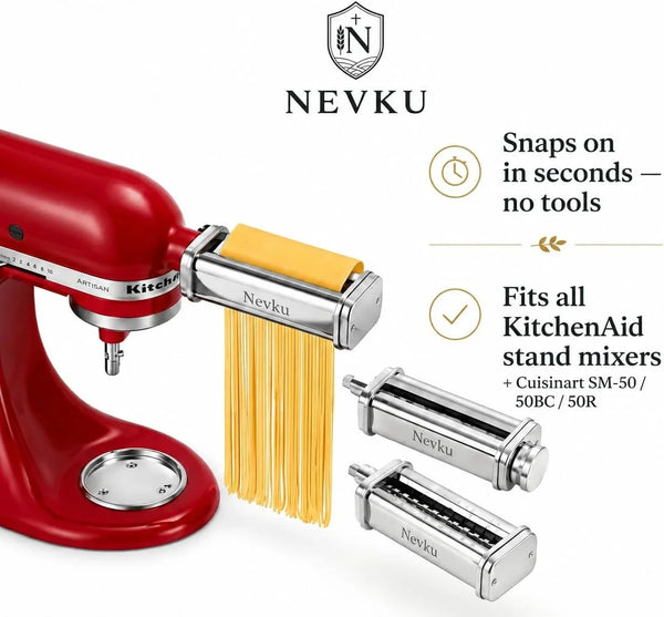 Pasta Maker Attachments Set for All Kitchenaid Stand Mixer, Including Pasta Sheet Roller, Spaghetti Cutter, Fettuccine Cutter by4