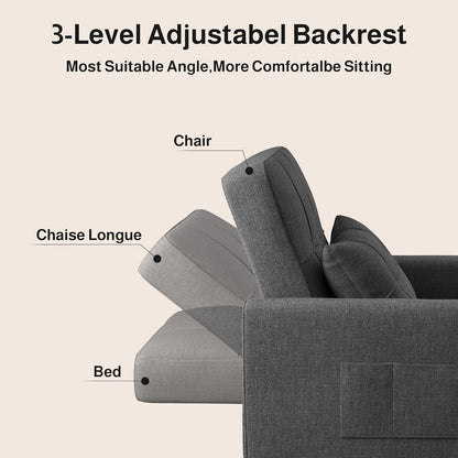 Convertible Sofa Chair Bed, 3-In-1 Linen Pull Out Chair, Dark Gray6