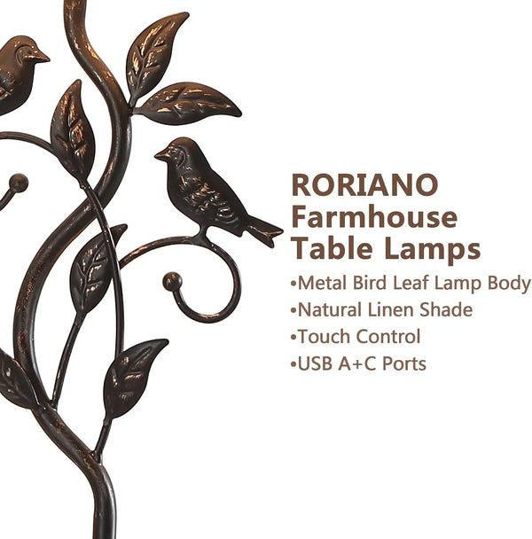 27" Set of 2 Touch Farmhouse Table Lamps for Living Room2