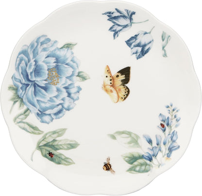 Butterfly Meadow Blue Porcelain Dessert Plates, Set of 43