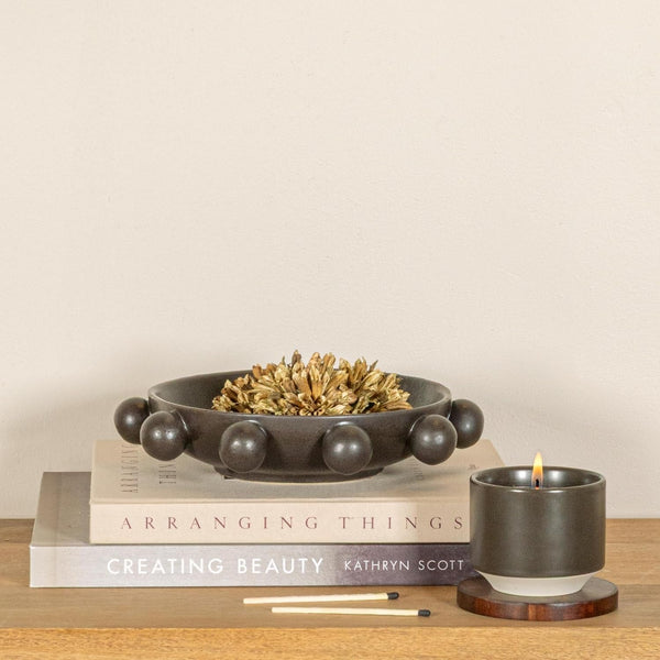 9.75 Inches Stoneware Bowl with Orbs and Reactive Glaze, Black7
