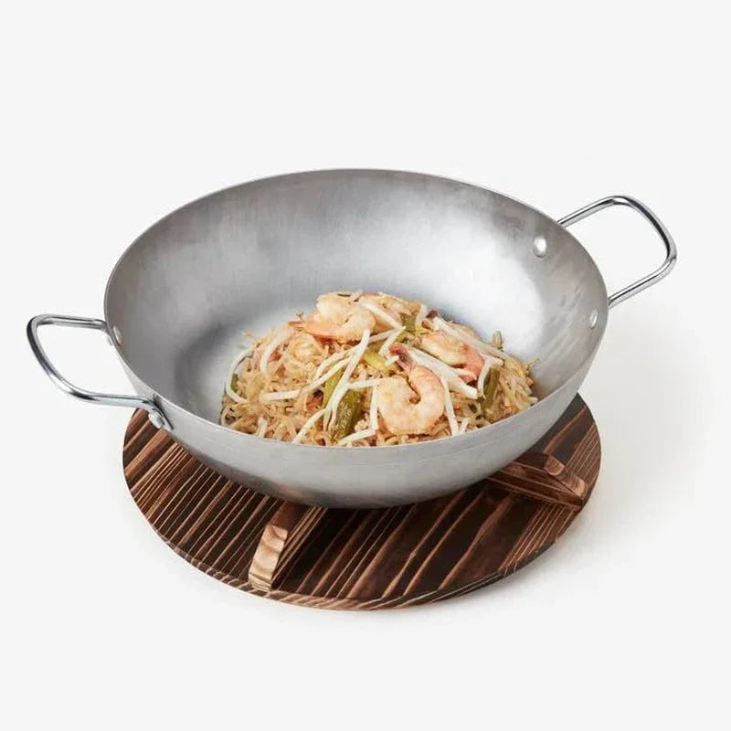 13-carbon-steel-wok-flat-bottom-stir-fry-pan-with-dual-steel-handles-includes-convertible-wood-trivet-lid-pre-seasoned-induction-gas-compatible-professional-grade-cookware