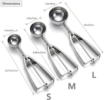 Ice Cream Scoop, 3Pcs Cookie Scoop Set, Stainless Steel Ice Cream Scooper with Trigger Release, Large/Medium/Small Cookie Scooper for Baking, Cookie Scoops for Baking Set of 3 with Cookie Dough Scoop…2