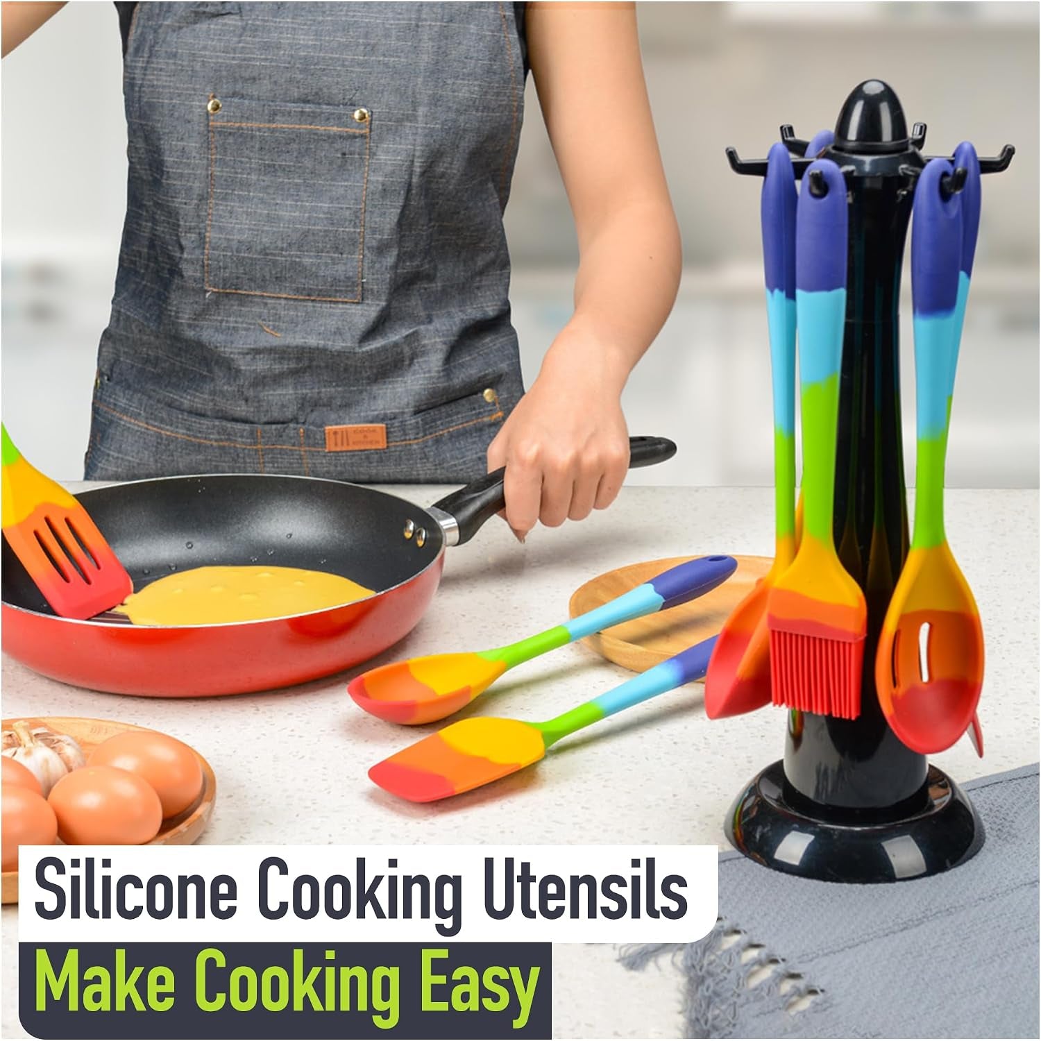 9-piece-rainbow-silicone-spatula-set-with-tongs-multicolor-heat-resistant-cooking-utensils-for-nonstick-cookware-flexible-turner-spoon-spatula-brush-fda-safe