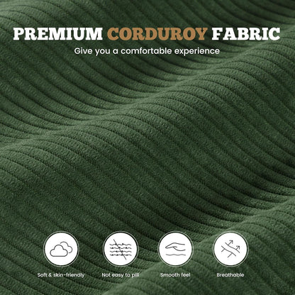 111" Modular Sectional Sofa for Living Room, Convertible L-Shape Couch with Ottoman,Cloud Boneless Couch with Layered Cushion,Green Corduroy6