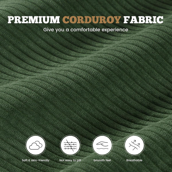 111" Modular Sectional Sofa for Living Room, Convertible L-Shape Couch with Ottoman,Cloud Boneless Couch with Layered Cushion,Green Corduroy6