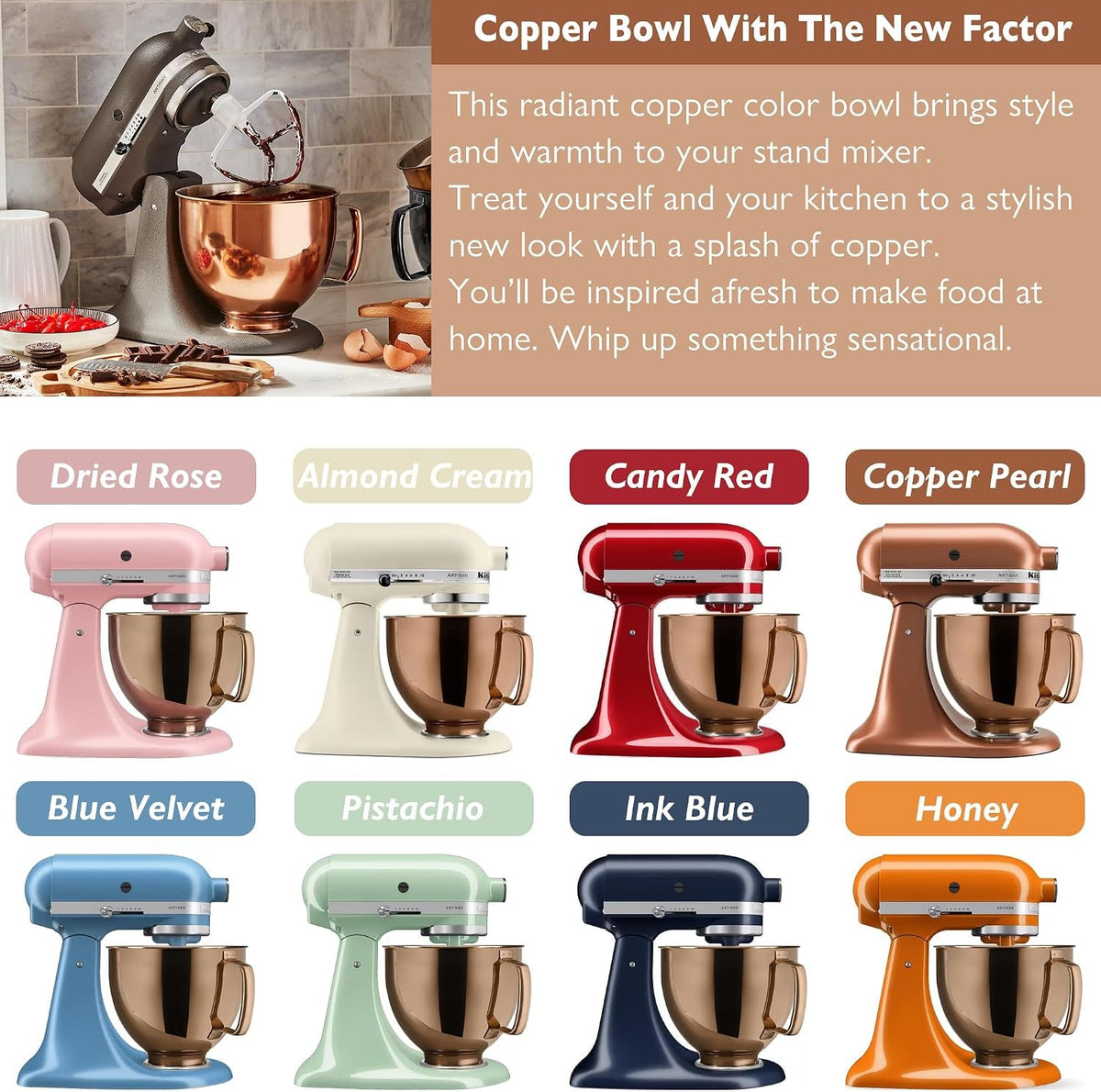 5-quart-stainless-steel-mixer-bowl-for-kitchenaid-classic-artisan-tilt-head-mixer-fit-for-ksm75-ksm90-ksm150-radiant-copper-1-75lb-0-8mm-thick-heavy-duty-dishwasher-safe-ergonomics-handle