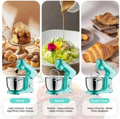 3-IN-1 Electric Stand Mixer,4.8Qt 12 Speeds Tilt-Head Food Mixer with Dough Hook,Whisk & Beater - Large Kitchen Stand Mixers for Baking Bread, Cakes,Perfect Gifts for New Home (Blue-10 Speeds)7