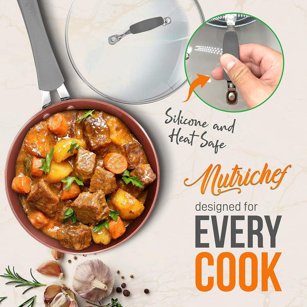 Nonstick Cookware Excilon |Home Kitchen Ware Pots & Pan Set with Saucepan, Frying Pans, Cooking Pots, Lids, Utensil PTFE/PFOA/PFOS Free, 11 Pcs, Gray6