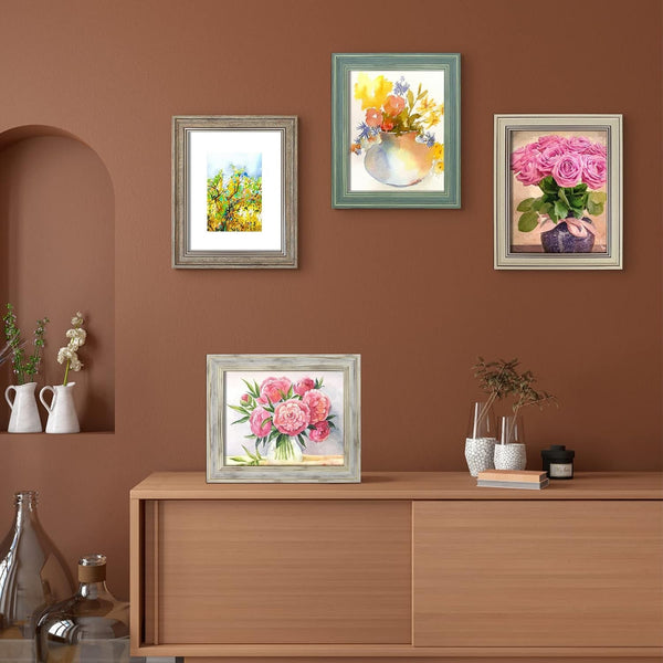 8X10 Picture Frame Set of 4, Rustic Farmhouse Picture Frames for Table or Wall Hanging2