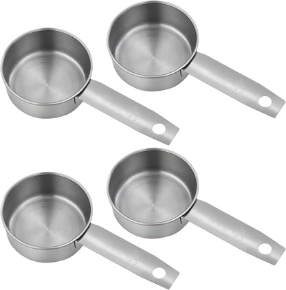 4 Pcs 1/4 Cup Scoop, Stainless Steel 2 Oz Measuring Cup1