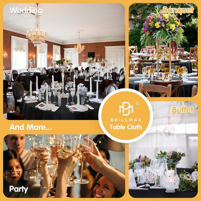 6 Pack Black round Tablecloths 120 Inch for 60" Tables9