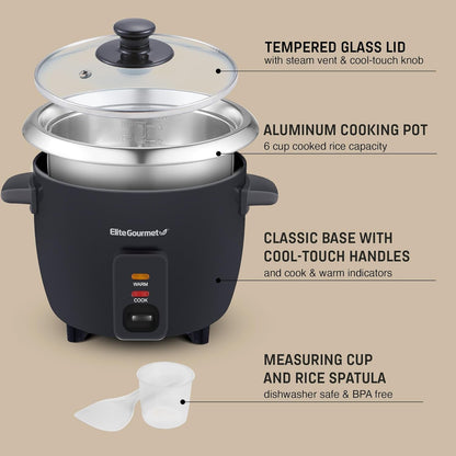 ERC003BX Rice Cooker, Keep Warm, Black, 6 Cups Cooked | 3 Cups Uncooked - Also Makes Soups, Stews, Grains and Hot Cereals for Versatile One-Pot Meals5