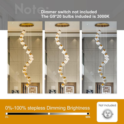 Alabaster High Ceiling Chandelier 20-Light, Modern Staircase Chandeliers H138, White Marble Large Long Chandeliers for High Ceilings Living Room Stairway Foyer Entryway5