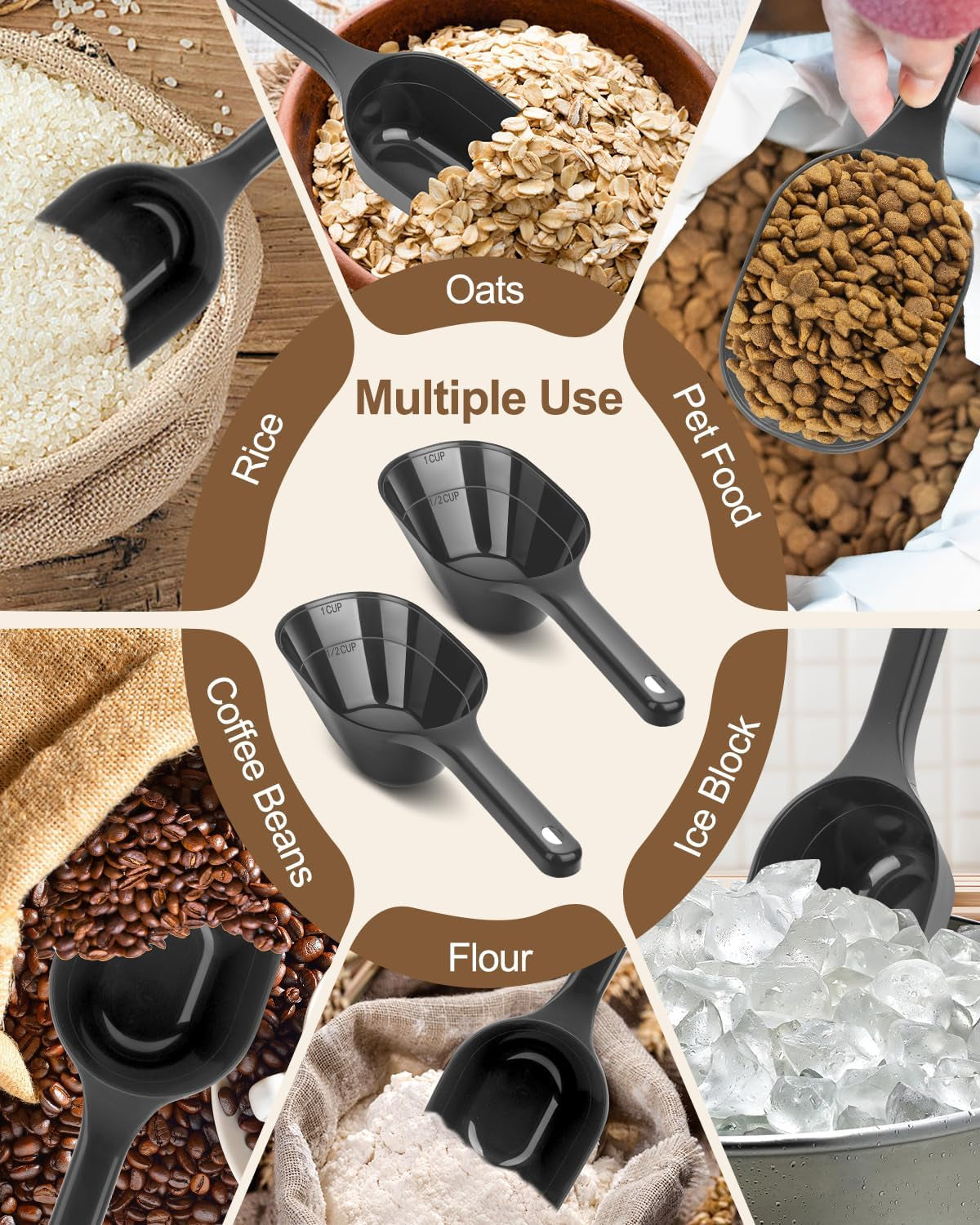 2pack-dog-cat-food-scoop-measuring-cup-1-cup-plastic-pet-food-scoop-black