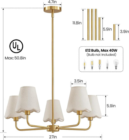 Modern Gold Chandelier 5-Light Farmhouse Chandelier for Dining Room Industrial Dining Kitchen Light Fixture over Table Ceiling Chandelier for Bedroom Living Room Foyer Entryway6