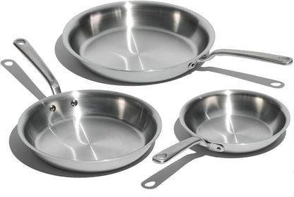 Made in Cookware - 3-Piece (Includes 8",10",12") Stainless Frying Pan Set - 5 Ply Stainless Clad - Professional Cookware - Crafted in Italy - Induction Compatible1